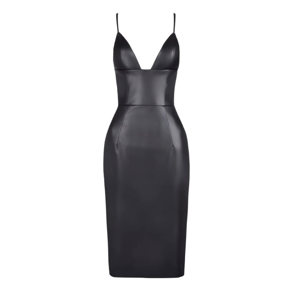 Heiress Beverly Hills Vegan Leather Midi Dress